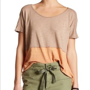 Free people midnight color block tee tan & orange